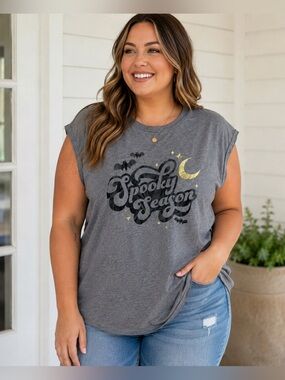 Celebrate It Spooky Season Halloween Muscle Tee Shirt Gray 2XL